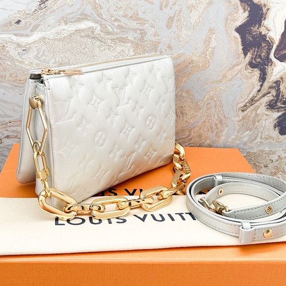 Louis Vuitton Coussin BB Monogram Silver Lambskin Embossed Crossbody Bag - Picture 2 of 12